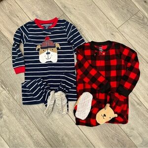 Adorable Kids Pajama Set - Blue Stripes & Red Plaid